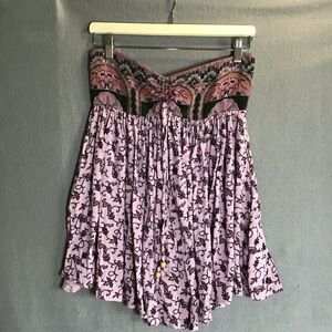 Free People Elowen Tube Strapless Romper Print Purple XS Boho Lavender Floral